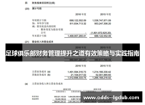 足球俱乐部财务管理提升之道有效策略与实践指南 足球俱乐部财务管理提升之道有效策略与实践指南